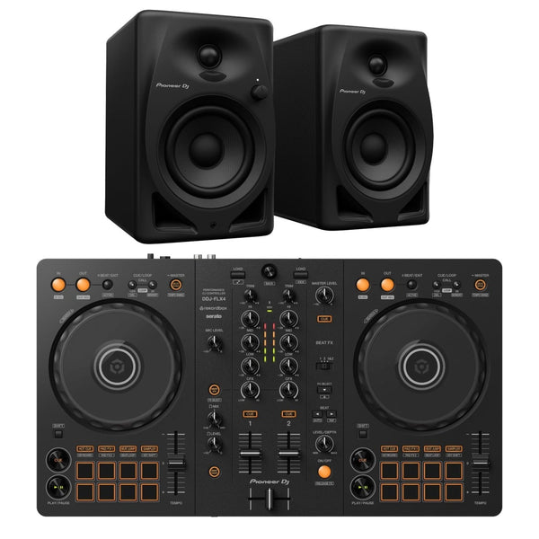 Pioneer DJ DDJ-FLX4 DJ Controller + DM-40D Monitor Speakers