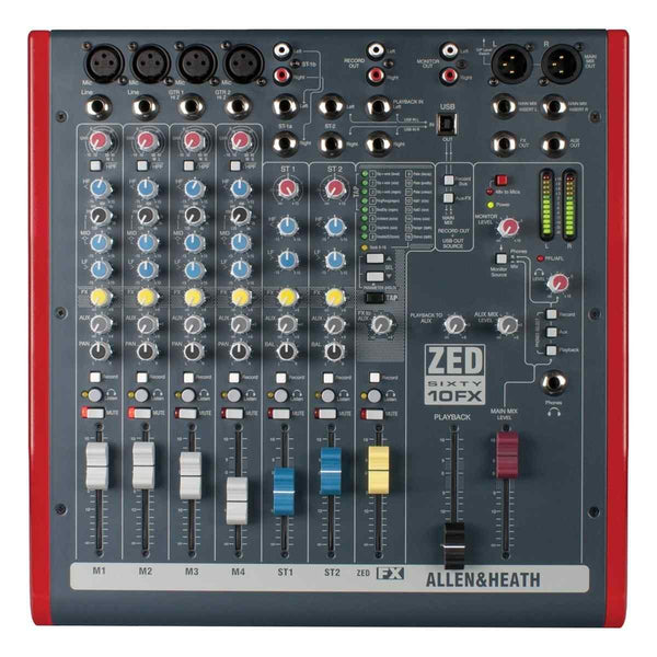 Allen and Heath ZED60-10FX 4-Channel 60mm Faders USB FX