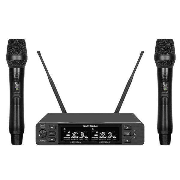Q-Audio QWM1960 HH V3 Dual Handheld UHF Wireless System (606-614 MHz)