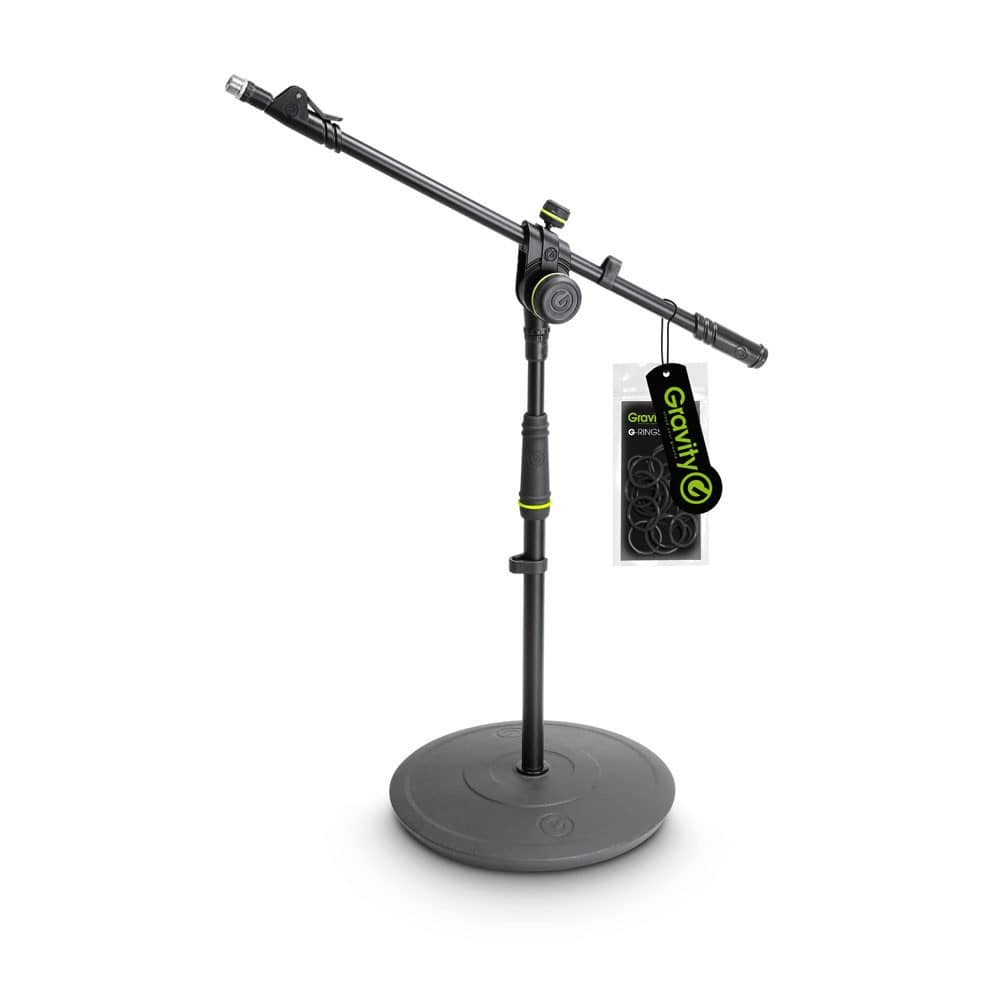 Gravity MS2222B Short Microphone Stand w/ Telescopic Boom (Round Base)