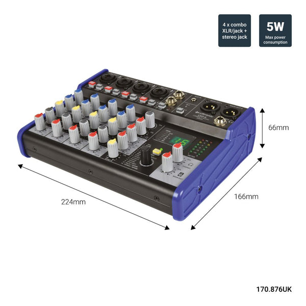 Citronic CSD-6 Compact Mixer with Bluetooth + DSP Effects