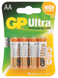 GP Ultra "AA" Alkaline Battery (4-Pack)