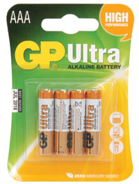 GP Ultra "AAA" Alkaline Battery (4-Pack)