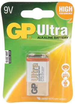 GP Ultra PP3 9V Alkaline Battery (1-Pack)