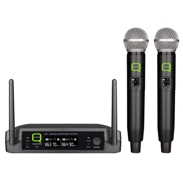 Q-Audio QWM 11 V2 Dual UHF Wireless Microphone System (863.7MHz / 864.9MHz)